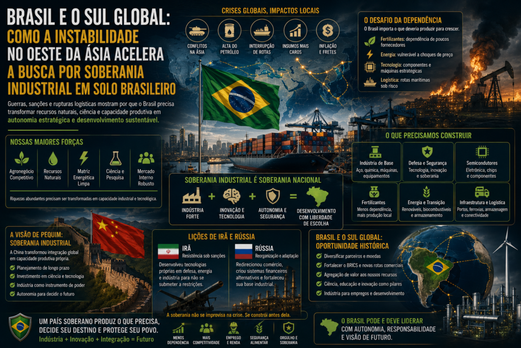 Brasil e o Sul Global: como a instabilidade no Oeste da Ásia acelera a busca por soberania industrial em solo brasileiro