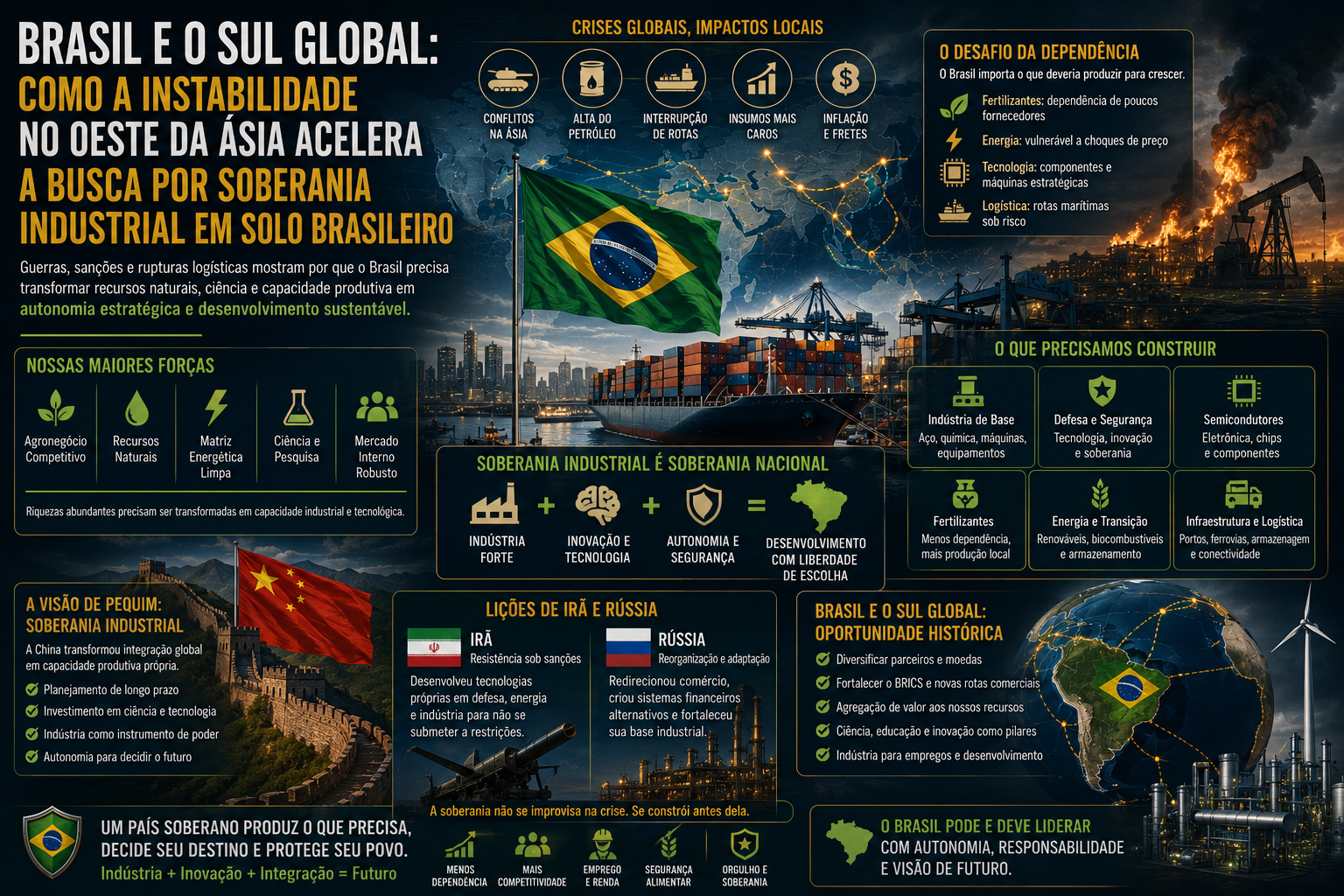 Brasil e o Sul Global: como a instabilidade no Oeste da Ásia acelera a busca por soberania industrial em solo brasileiro